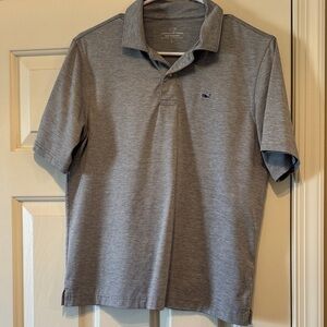 Vineyard Vines Boys Heather Gray Polo Shirt with Whale Logo